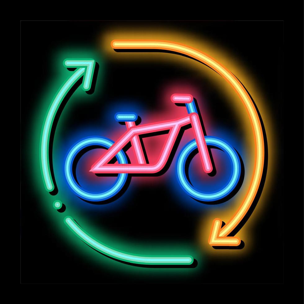 ilustração de ícone de brilho neon de aluguel de serviços de compartilhamento de bicicletas vetor