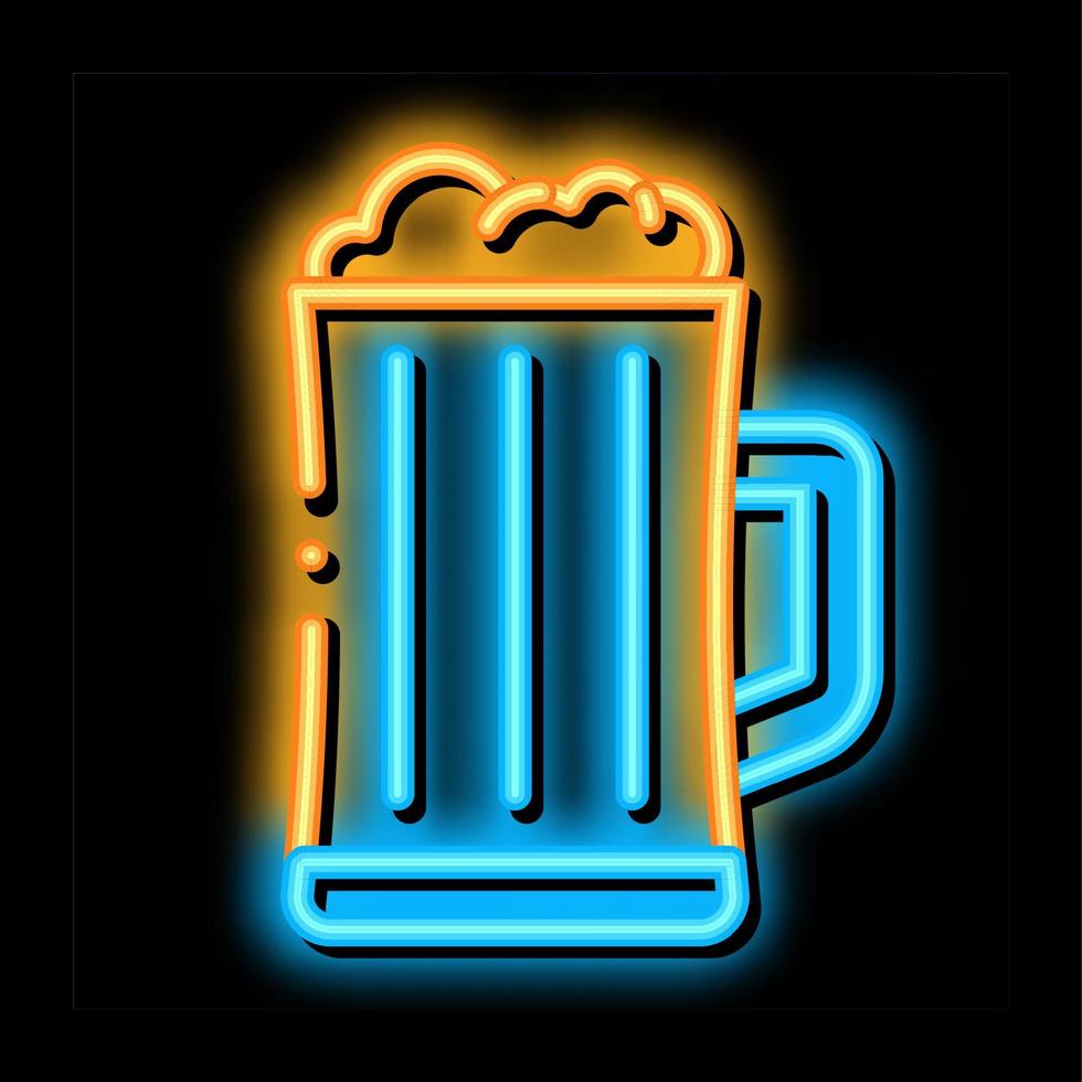 ilustração de ícone de brilho de néon de copo de cerveja espumoso vetor