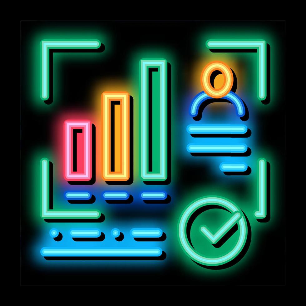 ilustração de ícone de brilho neon de bom cartão de funcionário vetor