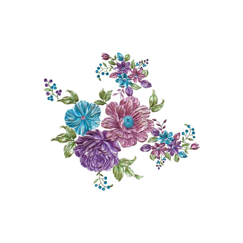 ilustração de flor, fundo floral botânico, padrão de flor decorativa, flor pintada digital, padrão de flor para design têxtil, buquês de flores, modelo de convite de casamento floral. vetor