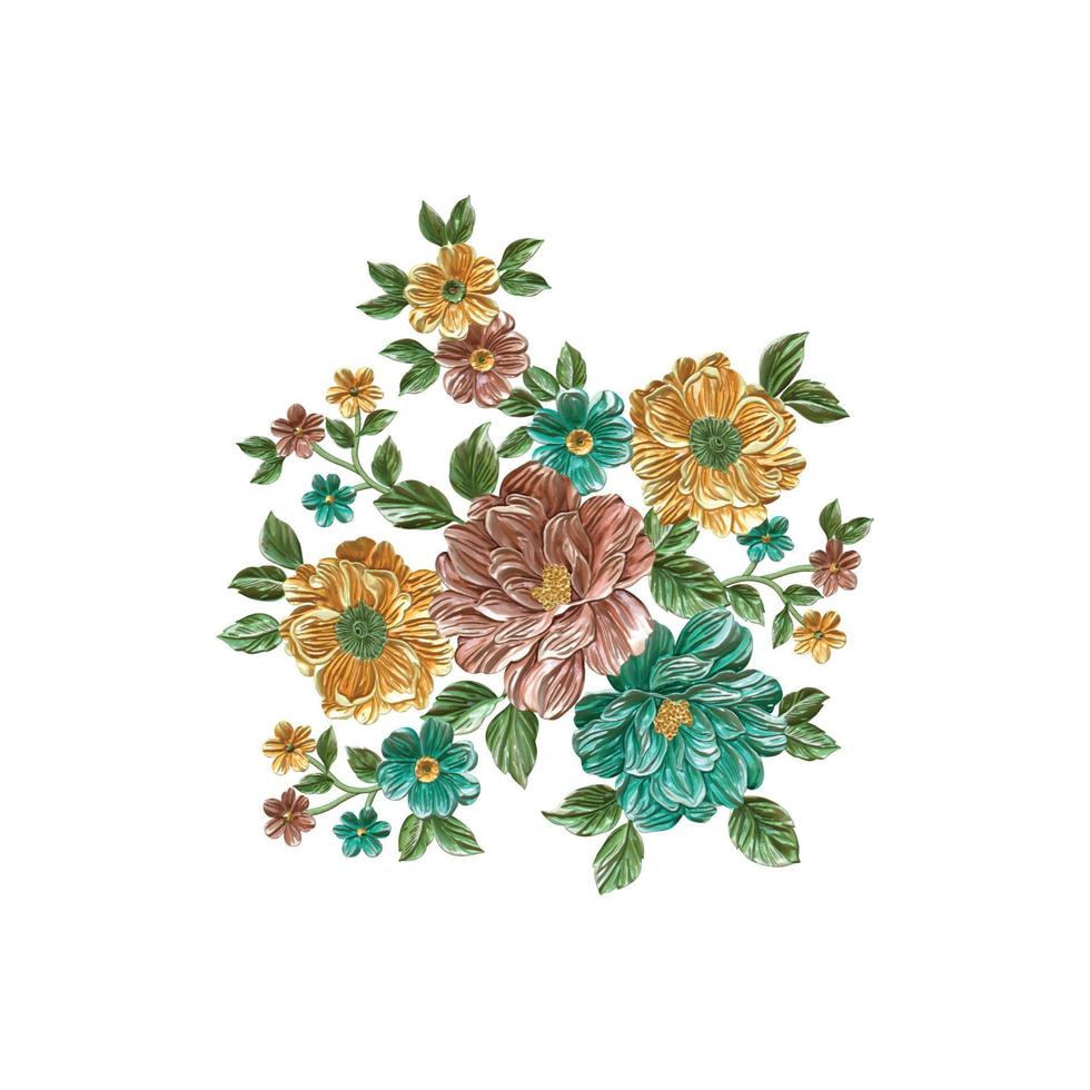 ilustração de flor, fundo floral botânico, padrão de flor decorativa, flor pintada digital, padrão de flor para design têxtil, buquês de flores, modelo de convite de casamento floral. vetor