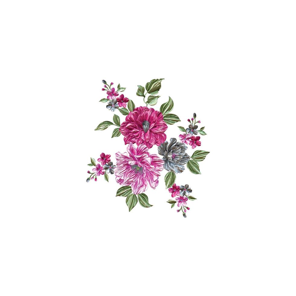 ilustração de flor, fundo floral botânico, padrão de flor decorativa, flor pintada digital, padrão de flor para design têxtil, buquês de flores, modelo de convite de casamento floral. vetor