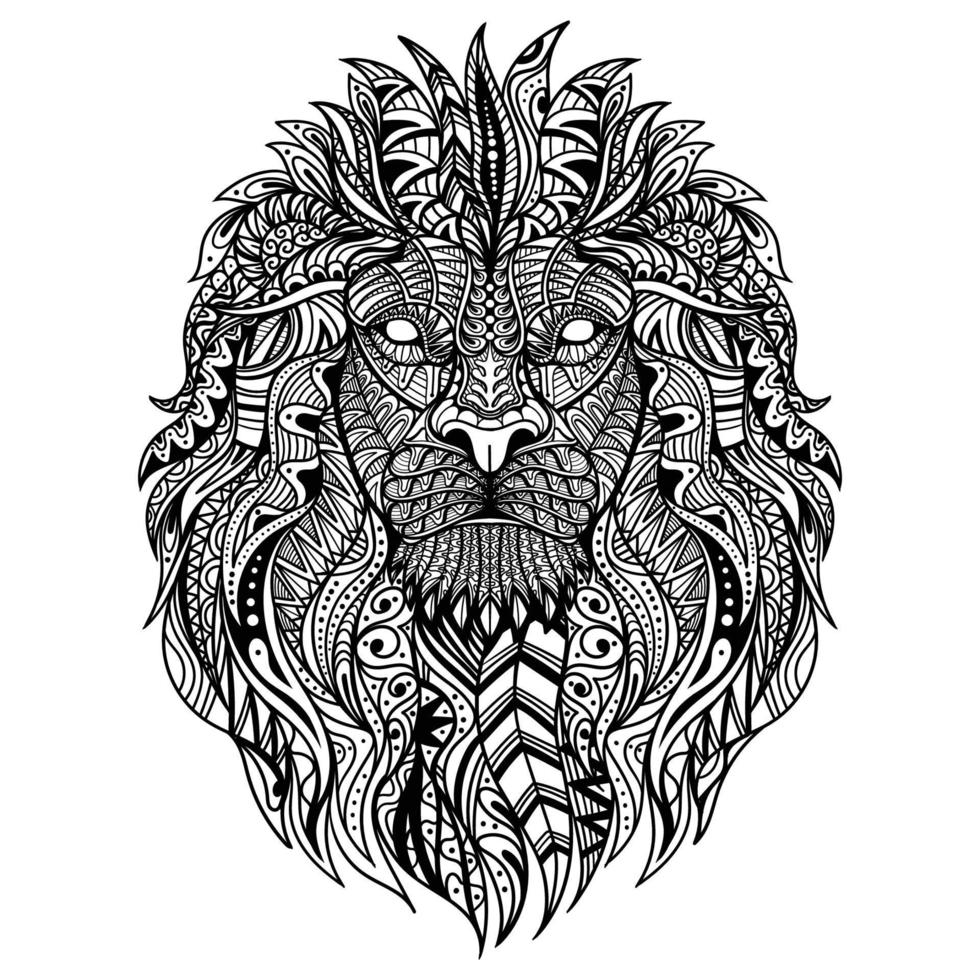 ilustração vetorial de mandala de cabeça de leão vetor