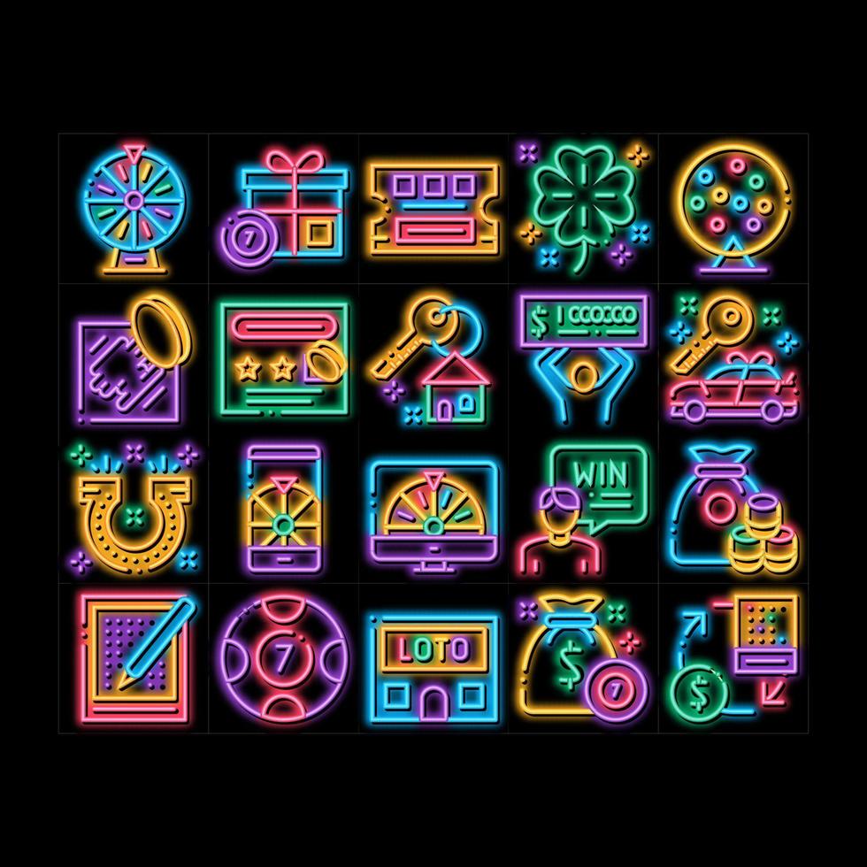 jogo de jogo de loteria ilustração do ícone de brilho neon vetor