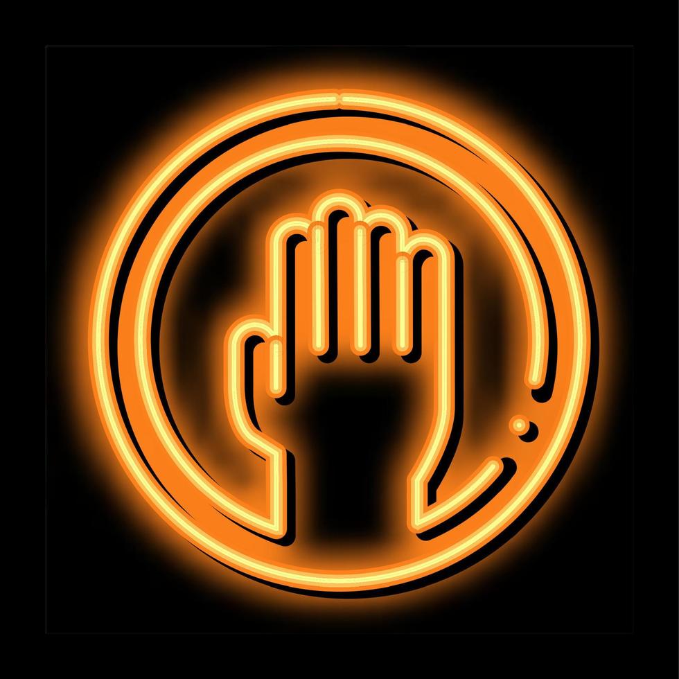 ilustração de ícone de brilho neon de moldura redonda de mão vetor