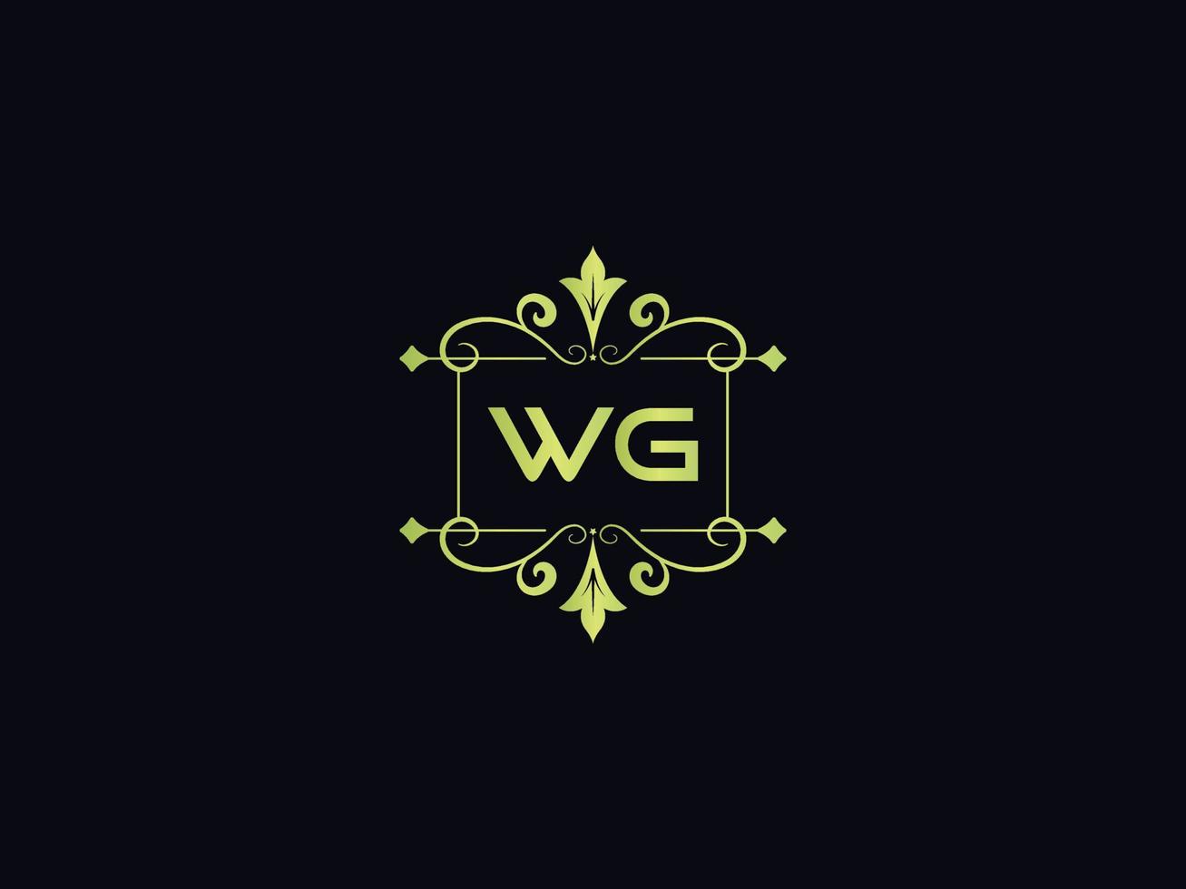 tipografia ícone do logotipo wg, logotipo exclusivo da carta colorida de luxo wg vetor