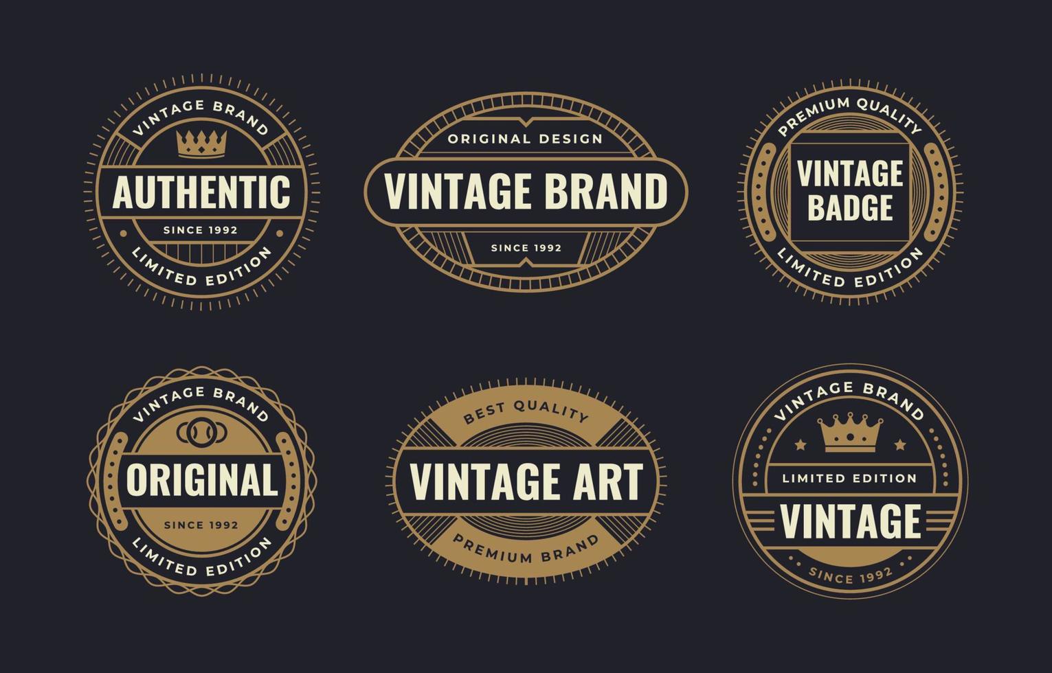 conjunto de distintivo vintage vetor