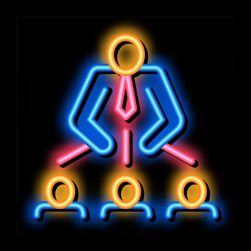 ilustração de ícone de brilho neon de liderança de homem vetor