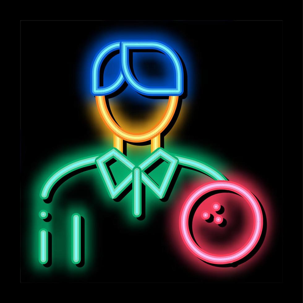 homem jogador de boliche ilustração do ícone de brilho neon vetor