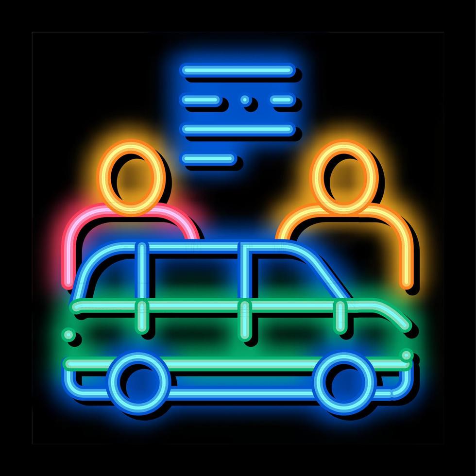 ilustração do ícone do brilho neon do comprador do revendedor de automóveis vetor