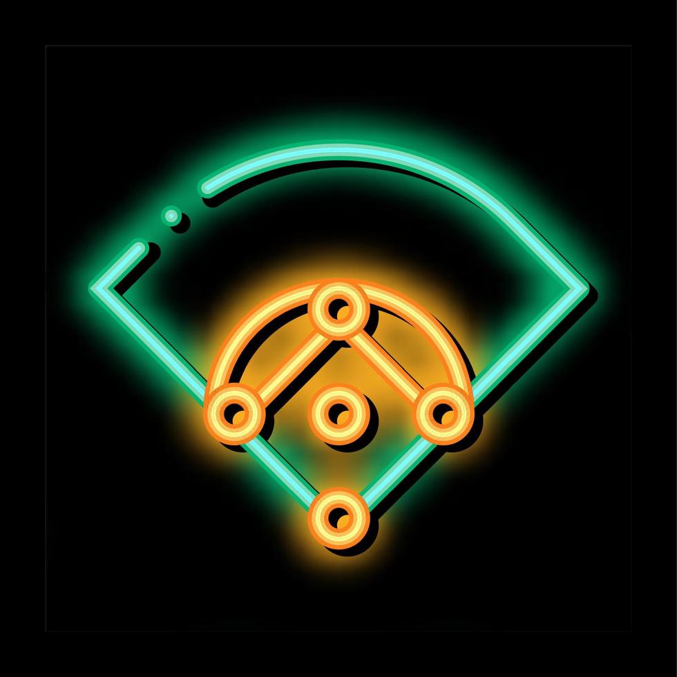 ilustração de ícone de brilho neon de campo de beisebol vetor