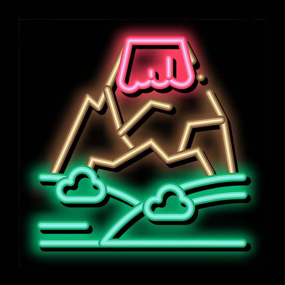 ilustração de ícone de brilho neon de conceito de montanha vetor