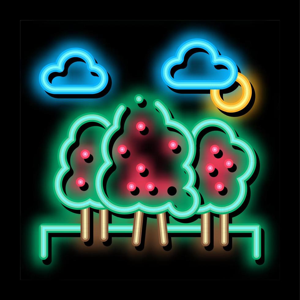 ilustração de ícone de brilho neon de floresta de árvores vetor