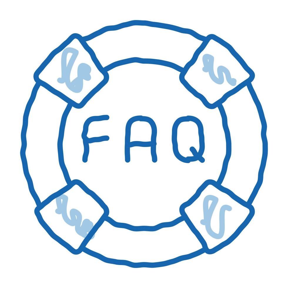 faq doodle da loja virtual ilustração desenhada à mão vetor