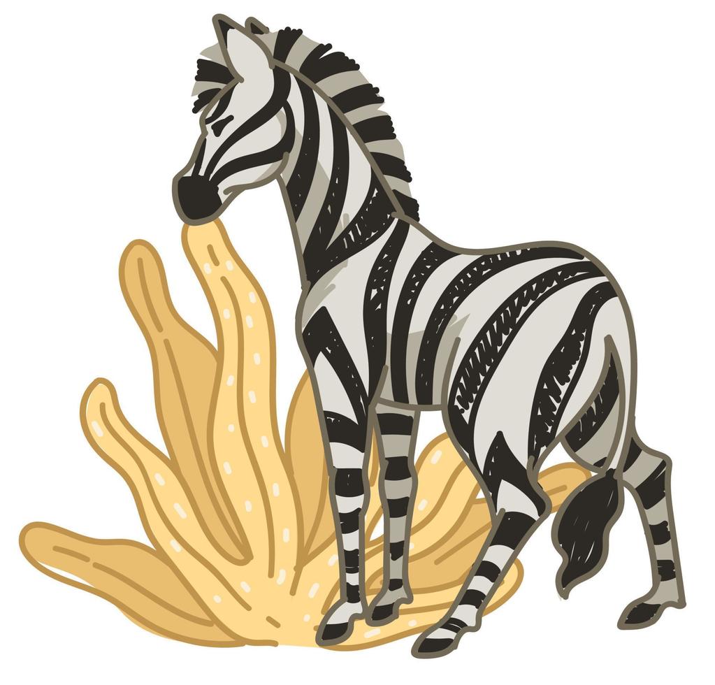 zebra comendo folhas secas na áfrica ou savana vetor