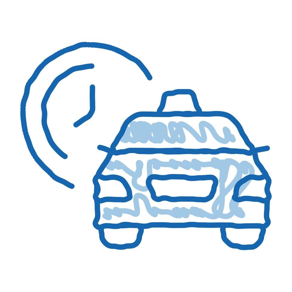tempo de espera ícone de rabisco de táxi on-line ilustração desenhada à mão vetor