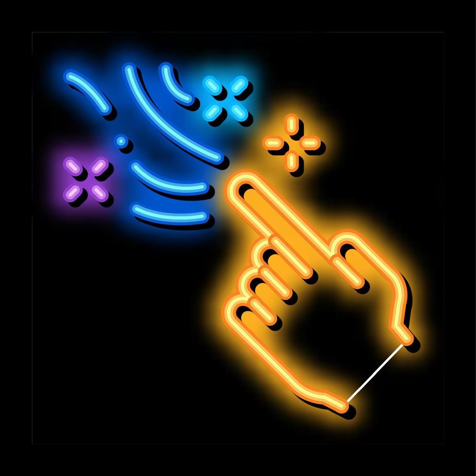 ilustração de ícone de brilho neon de gesto mágico vetor