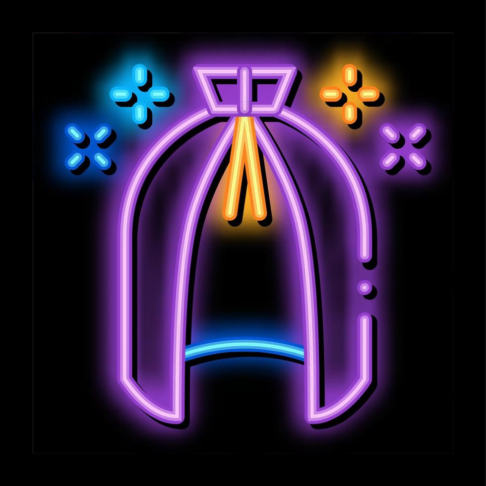 ilustração de ícone de brilho de néon de capa de manto mágico vetor