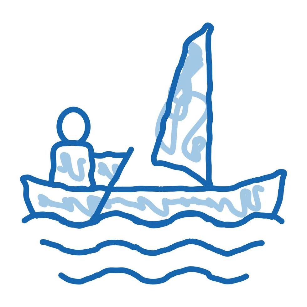 ícone de doodle de canoagem à vela ilustração desenhada à mão vetor