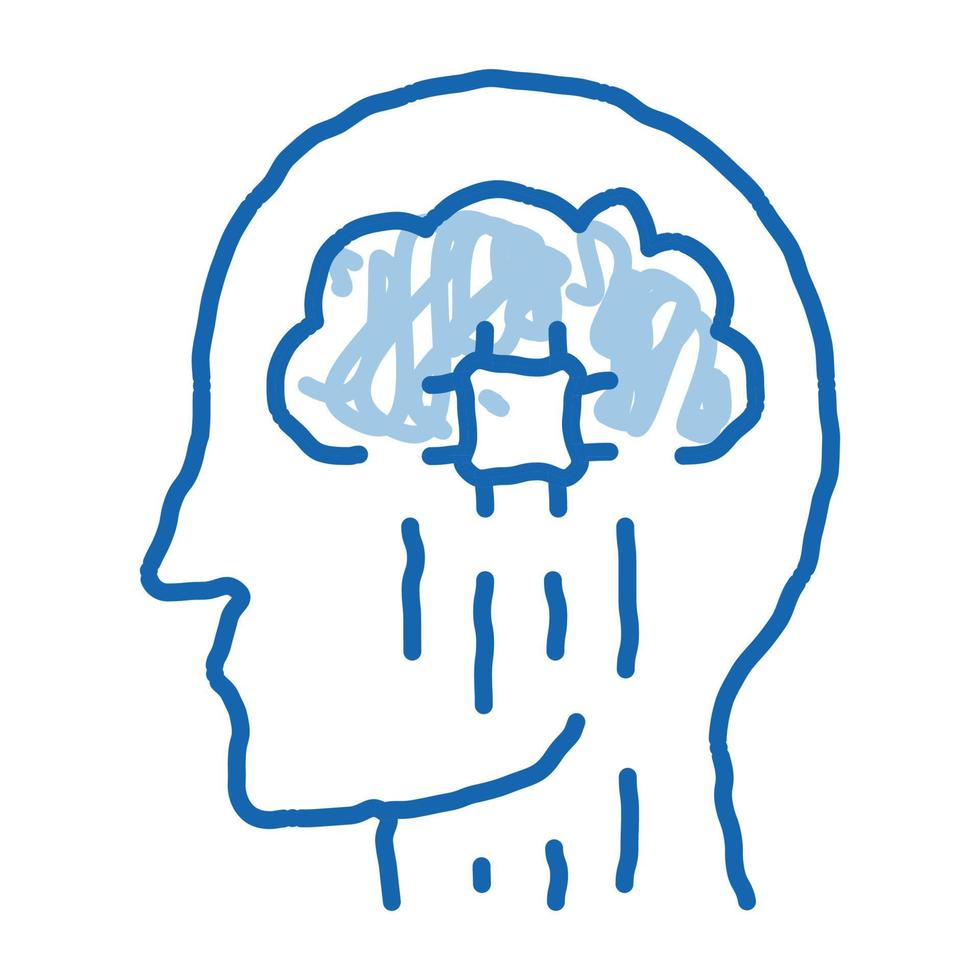 impulsos nervosos da cabeça ícone de doodle de biohacking ilustração desenhada à mão vetor