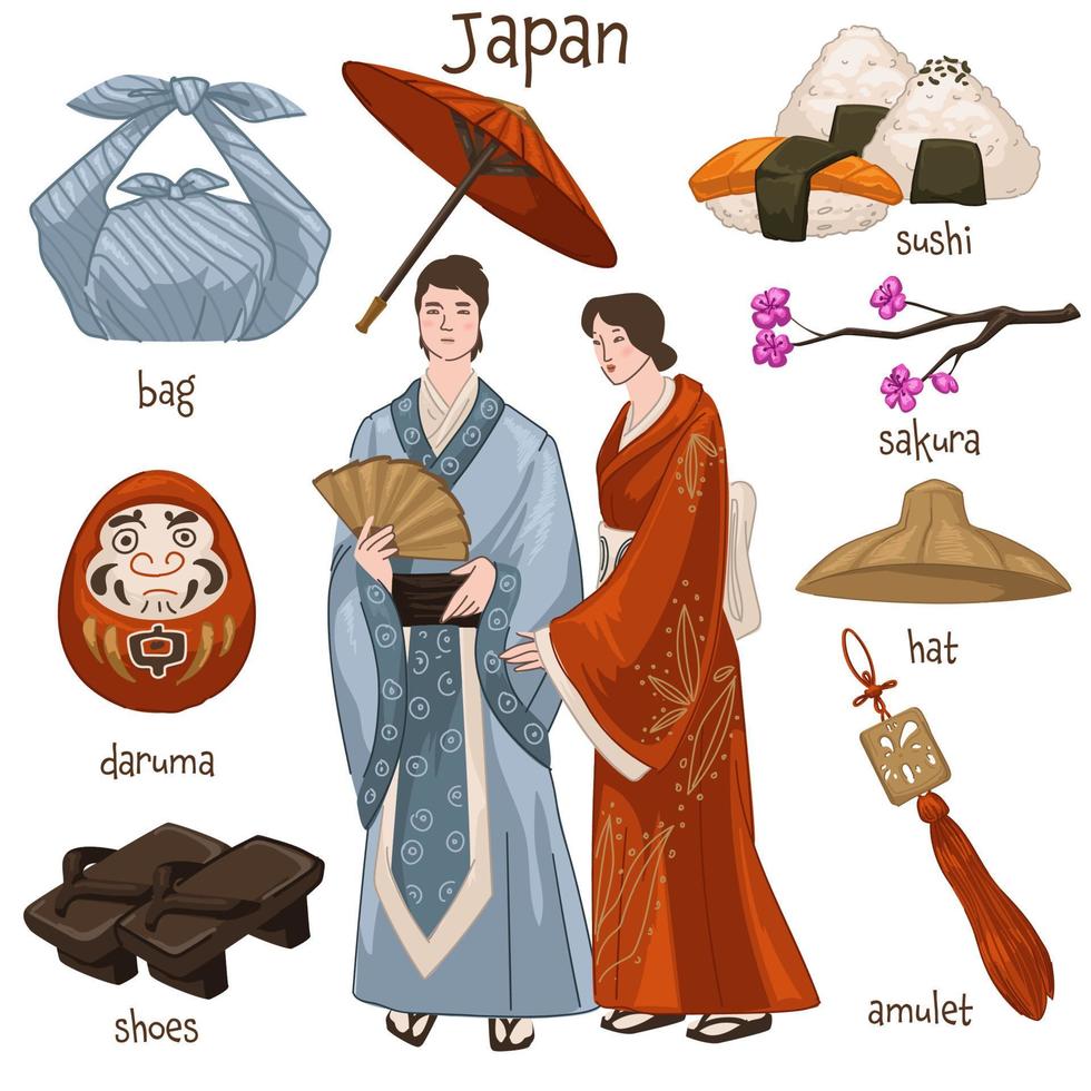 povo japonês, costumes e tradições vetor