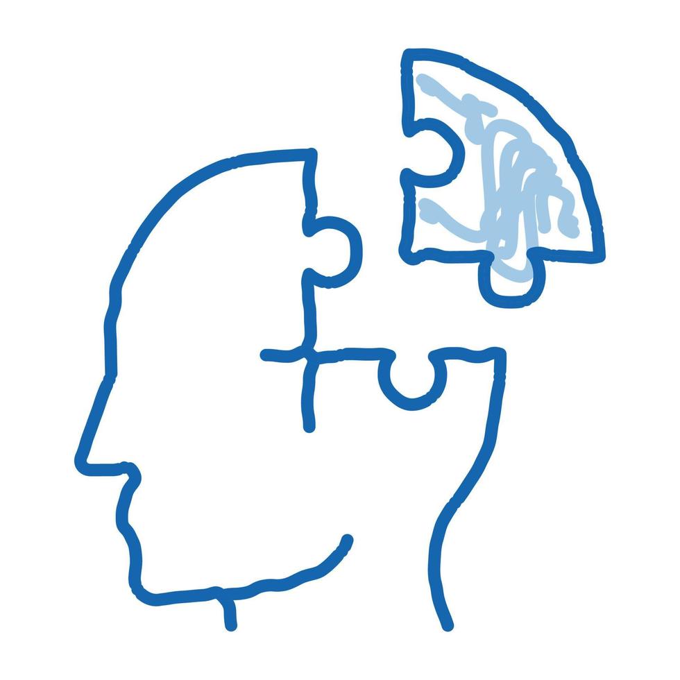 quebra-cabeça detalhe homem silhueta dor de cabeça doodle ícone mão desenhada ilustração vetor