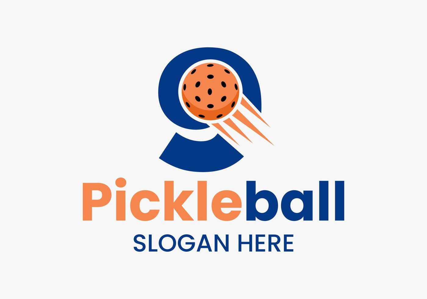 conceito de logotipo de pickleball de letra 9 com símbolo de pickleball em movimento. modelo de vetor de logotipo de bola de picles