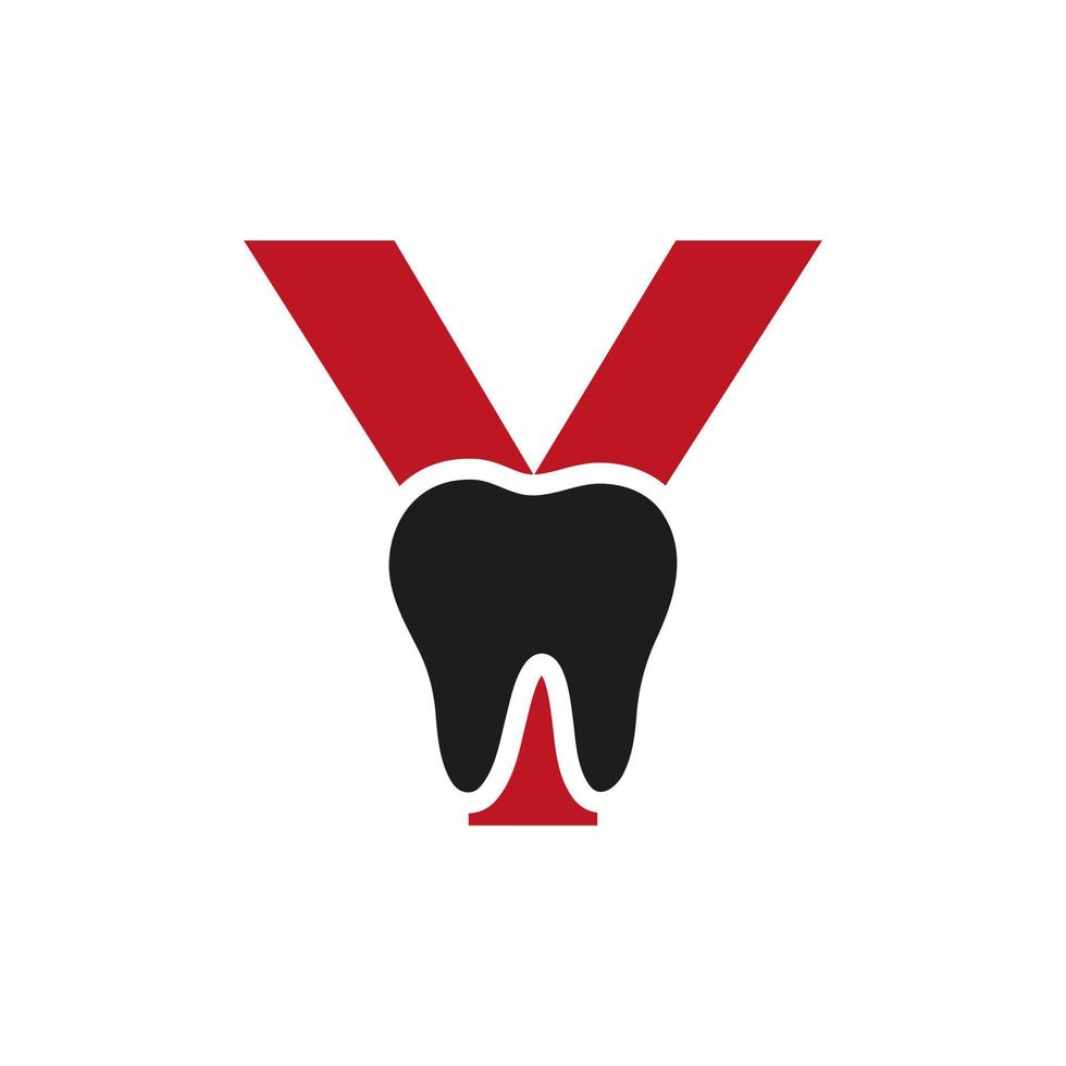 conceito de logotipo dental letra y com modelo de vetor de símbolo de dentes
