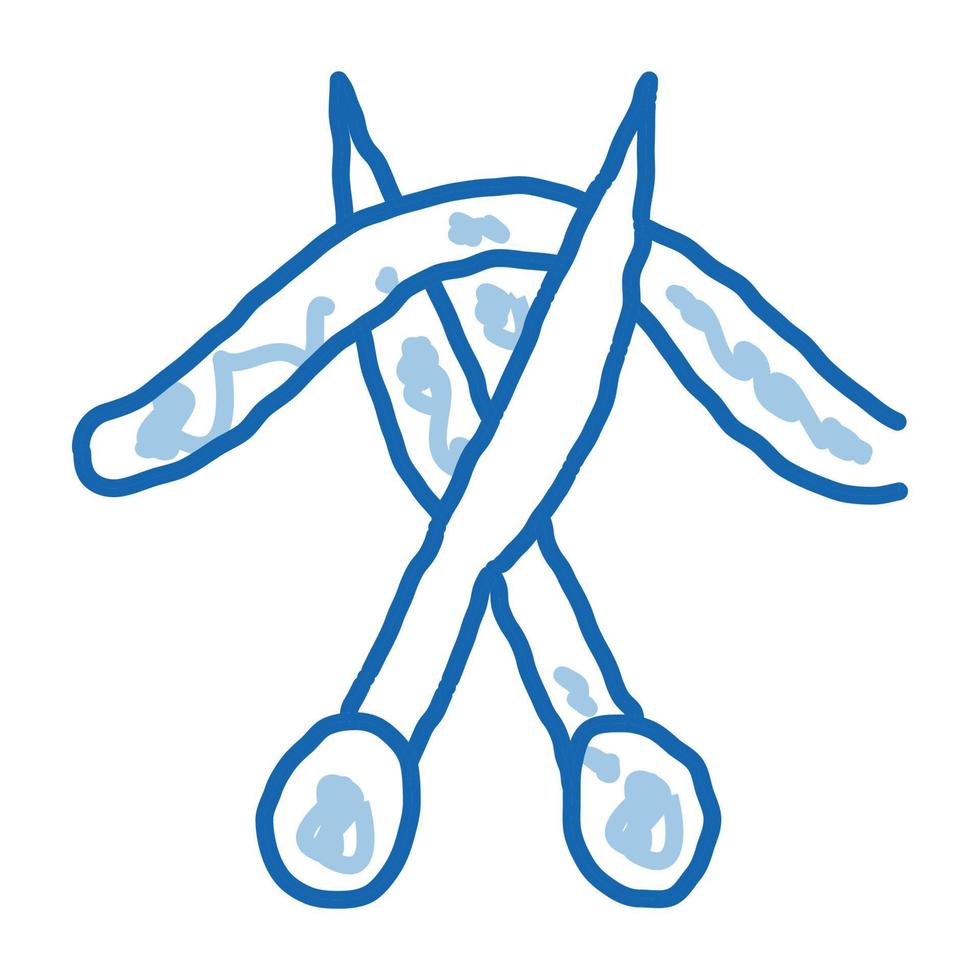 cortando o ícone do doodle do cordão umbilical ilustração desenhada à mão vetor