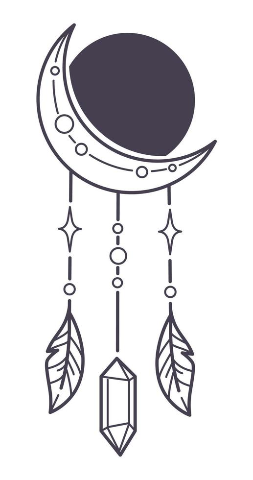 talismã ou amuleto mágico, lua do apanhador de sonhos vetor