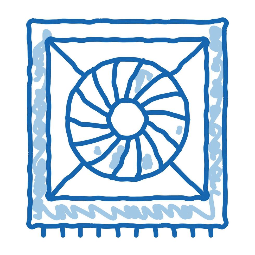 ventilador do sistema, componente do computador, ícone de doodle, ilustração desenhada à mão vetor