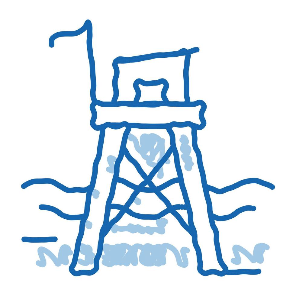 ícone de doodle de torre de praia de resgate ilustração desenhada à mão vetor