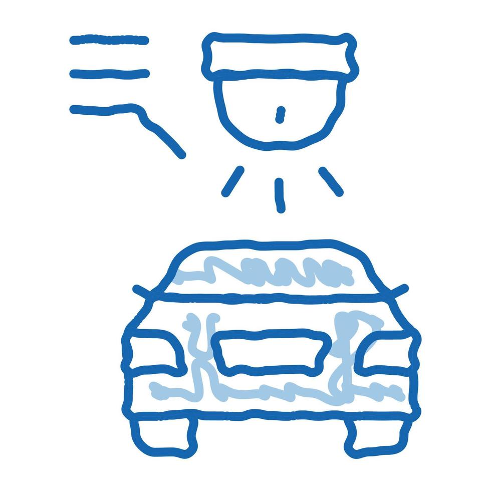 ícone de doodle de carro de segurança de vídeo ilustração desenhada à mão vetor