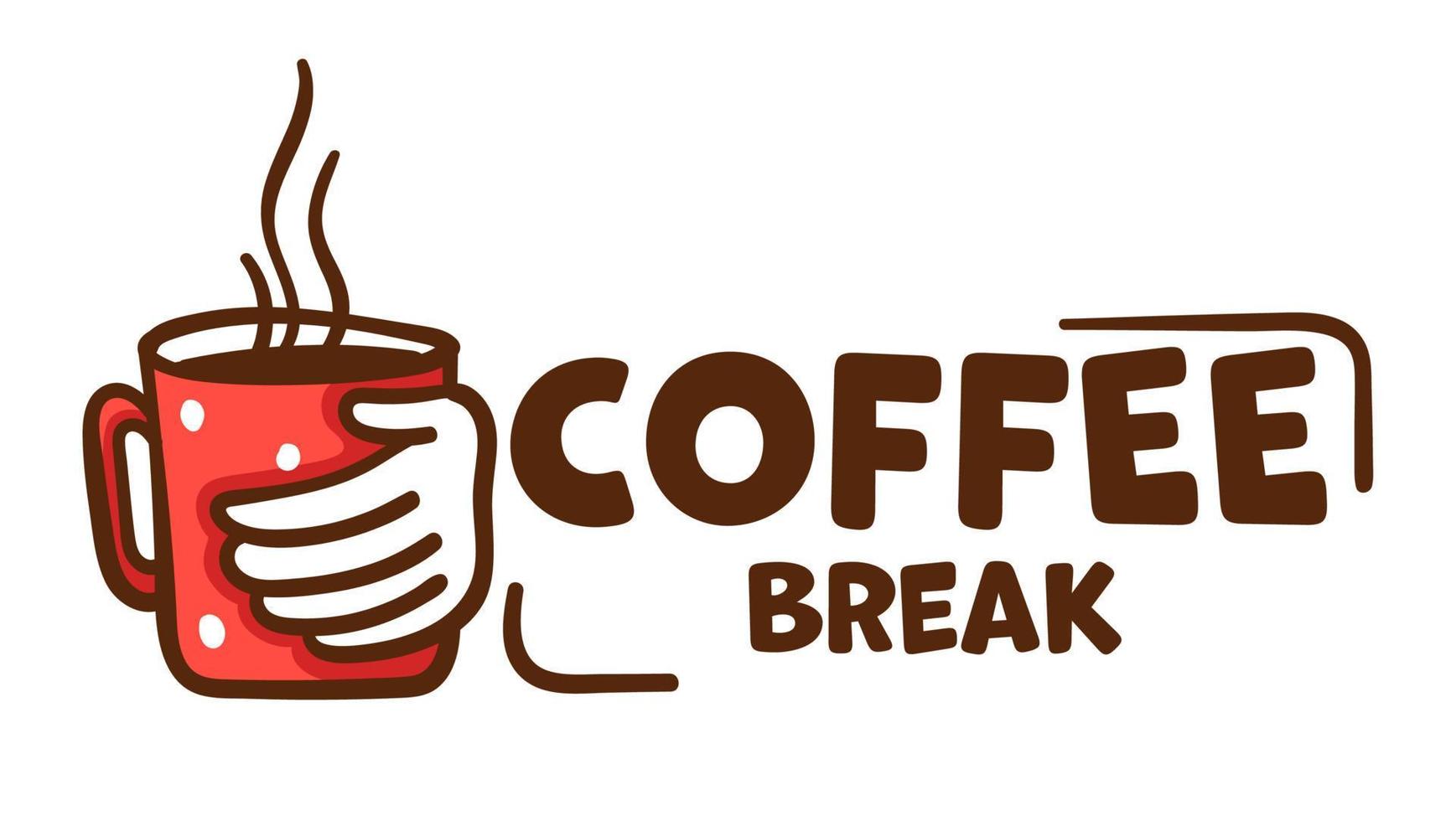 coffee break, banner com copo de bebida quente vetor