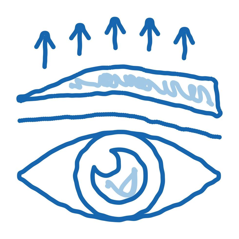 sobrancelha para cima ícone de rabisco de cirurgia ilustração desenhada à mão vetor