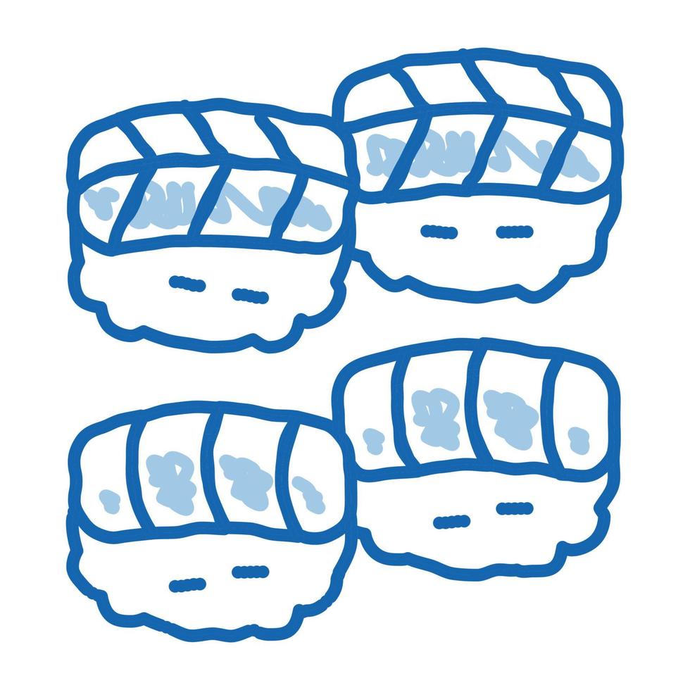 rolo de sushi ícone de rabiscos de frutos do mar ilustração desenhada à mão vetor