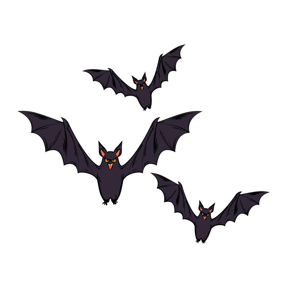 morcegos voadores de halloween vetor