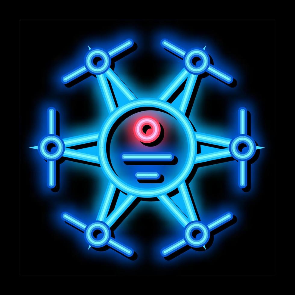 drone brinquedo de ar eletrônico ilustração do ícone de brilho neon vetor