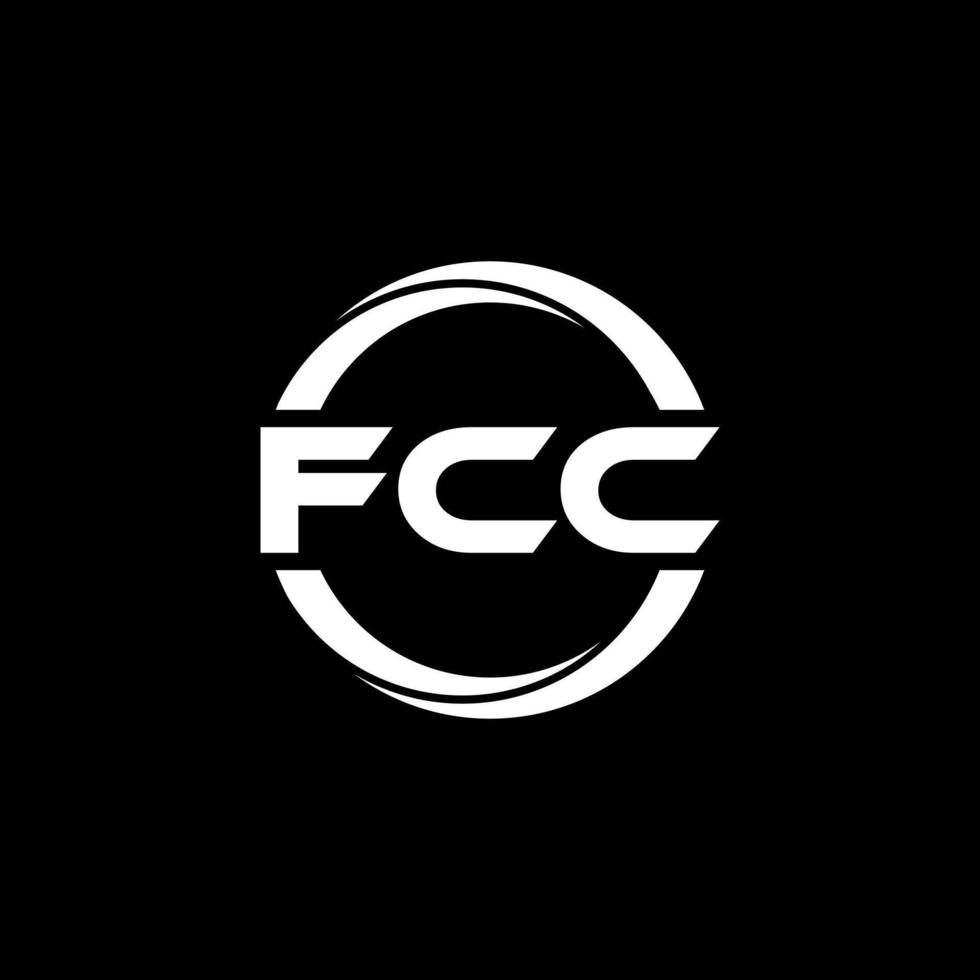 design de logotipo de carta fcc na ilustração. logotipo vetorial, desenhos de caligrafia para logotipo, pôster, convite, etc. vetor