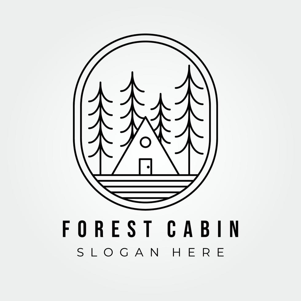 design de ilustração vetorial de logotipo de arte de cabine de floresta, logotipo minimalista ao ar livre vetor