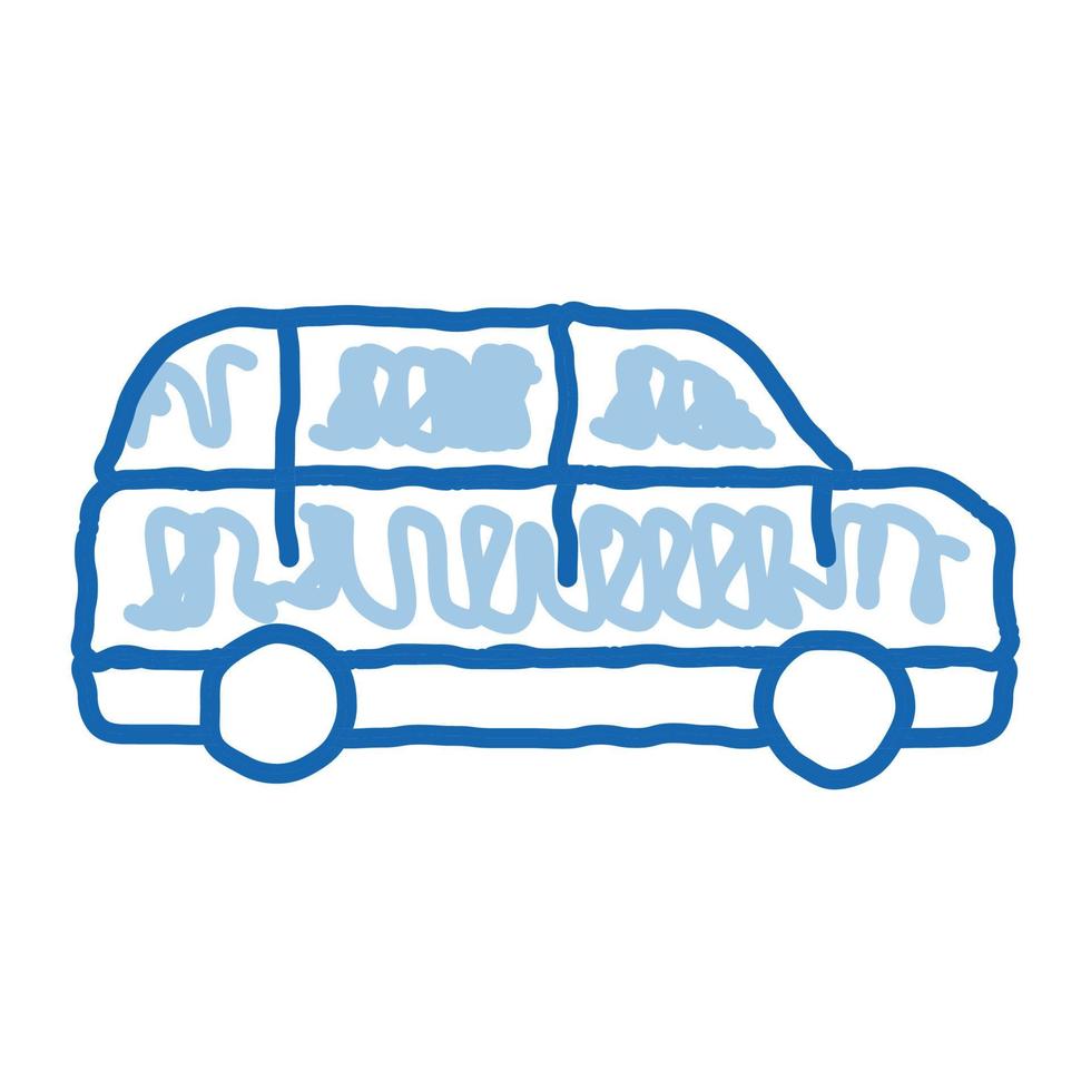 ícone de rabisco de automóvel de transporte público ilustração desenhada à mão vetor
