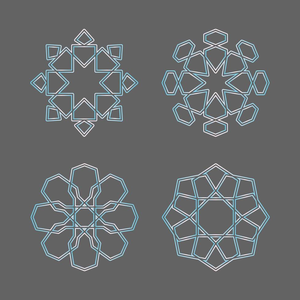conjunto de coleção de padrão geométrico islâmico de gradiente de contorno vetor