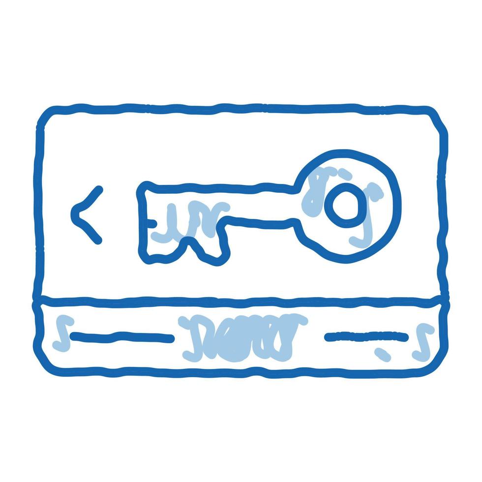 ícone de rabisco de chave de cartão eletrônico ilustração desenhada à mão vetor