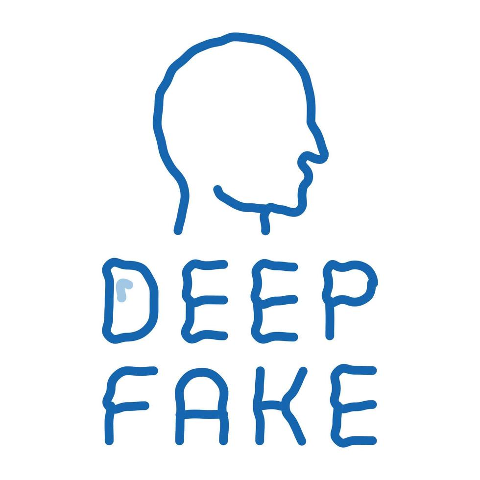 ilustração desenhada à mão de ícone de rabisco de rosto humano deepfake vetor