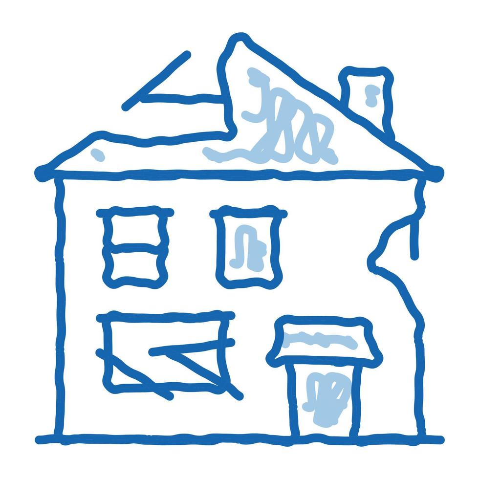 ícone de doodle de casa arruinada ilustração desenhada à mão vetor