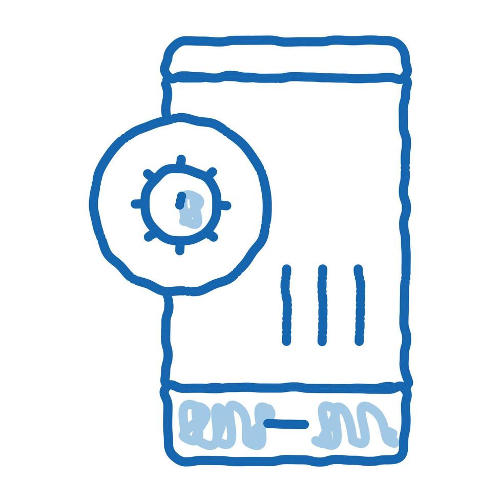 detecção de bactérias na ilustração desenhada à mão do ícone do doodle do telefone móvel vetor