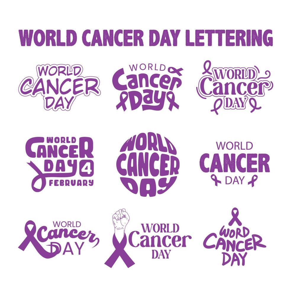 ilustração vetorial do dia mundial do câncer definida com fita de cor roxa. design de fundo de modelo de banner de pôster de conscientização sobre câncer vetor