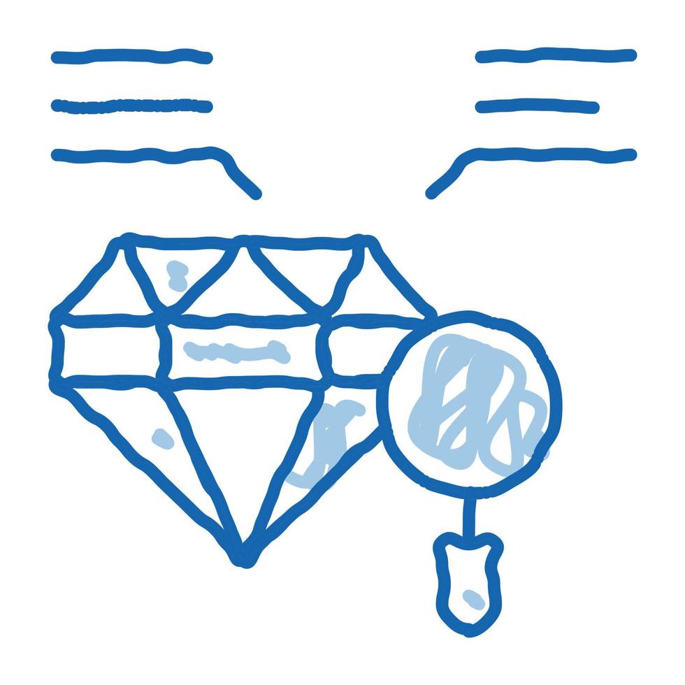 estudo de inspeção ícone de doodle de pedra de diamante ilustração desenhada à mão vetor