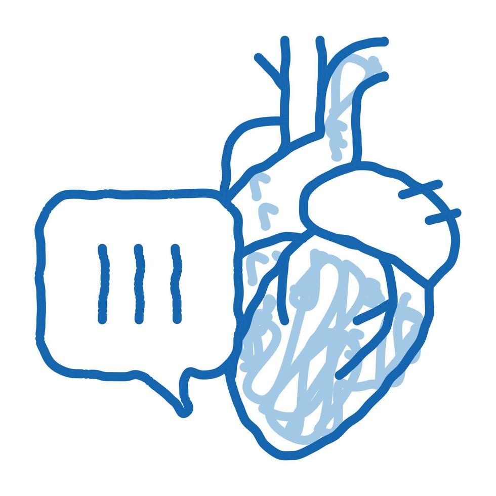 doença cardíaca ponto de exclamação doodle ilustração desenhada à mão vetor