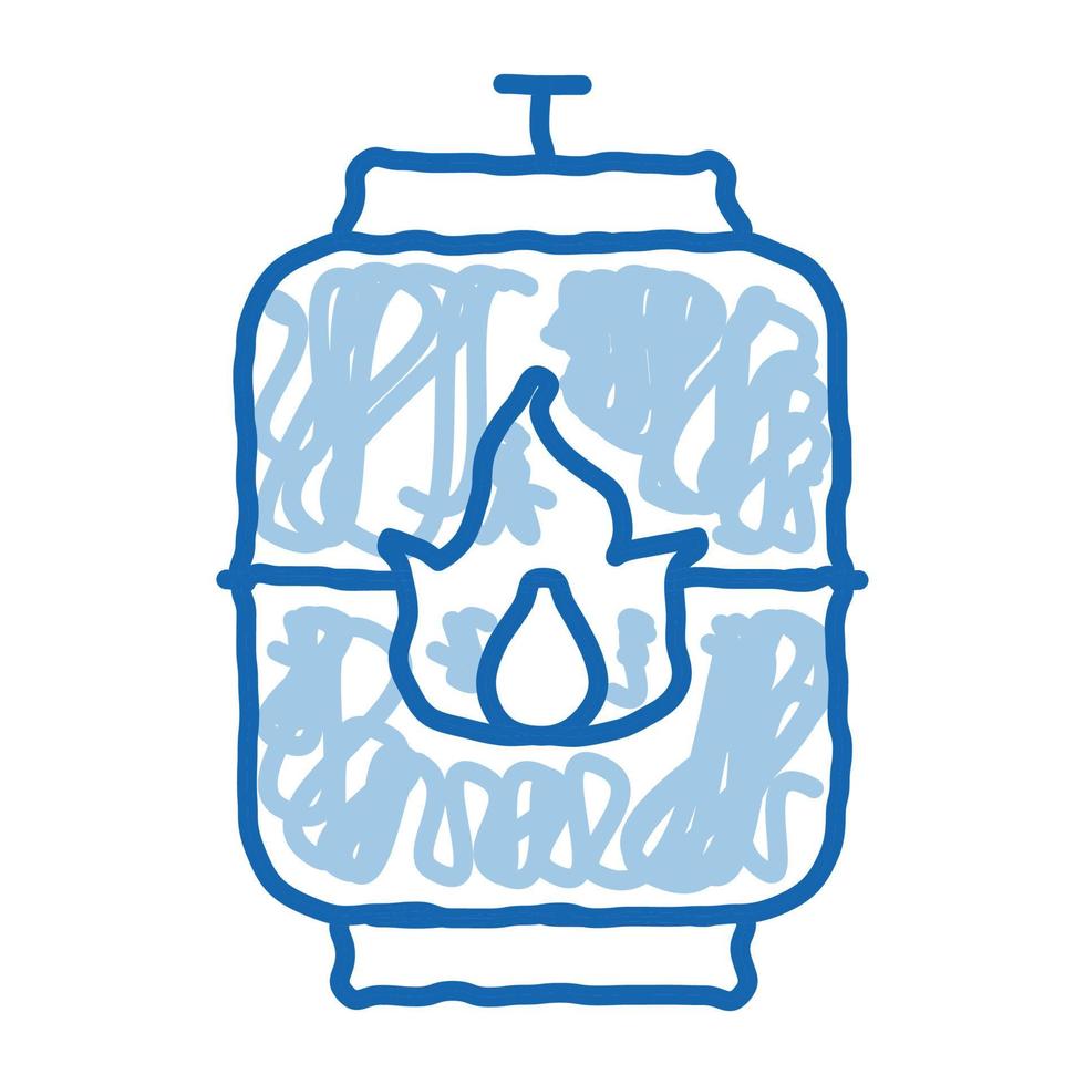 ícone de rabisco de tanque de gás explosivo ilustração desenhada à mão vetor